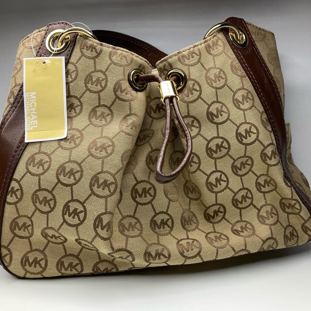 Nwt Michael Kors Signature Mk Canvas Satchel - image 1